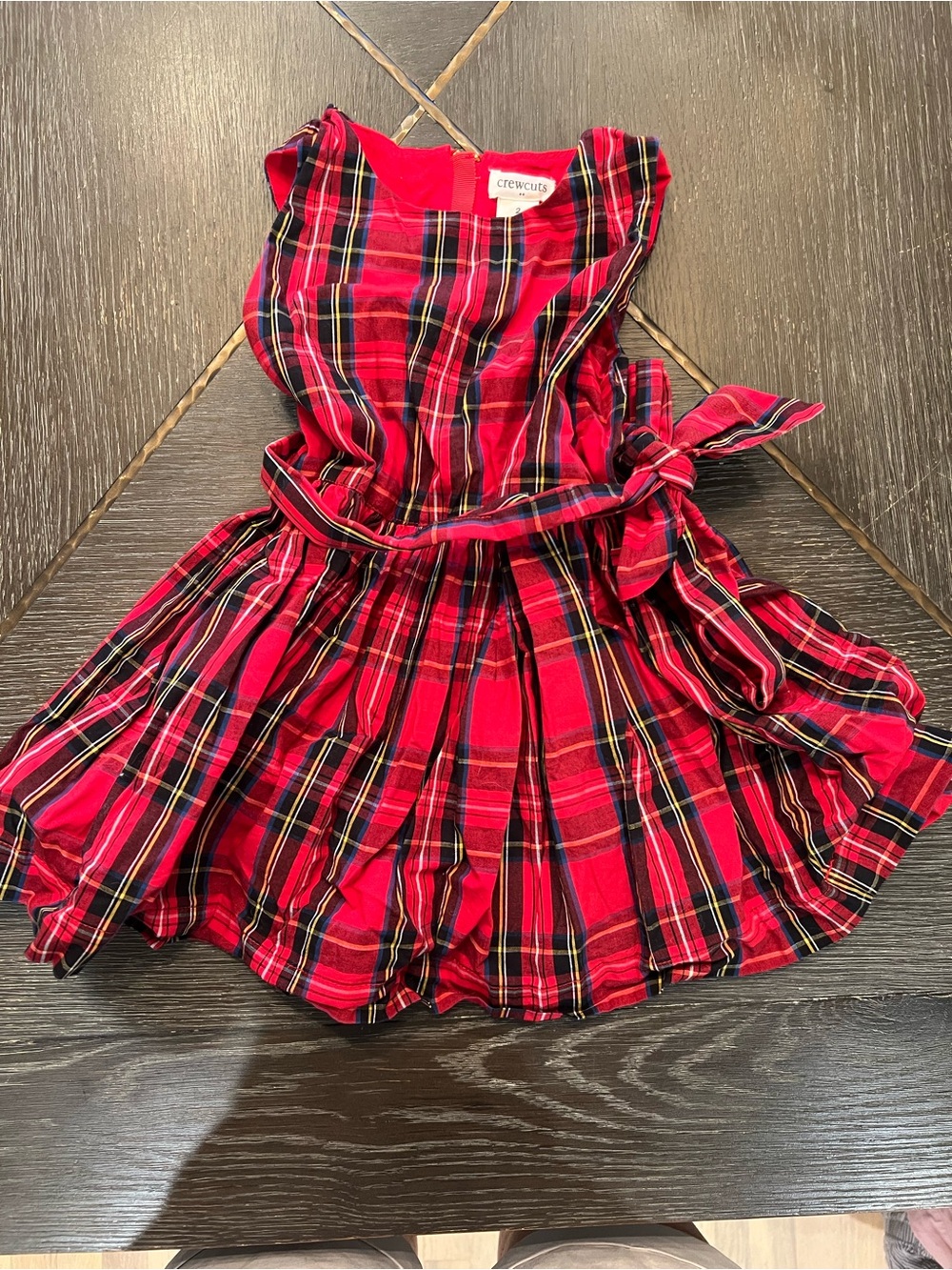 Crewcuts Red and Black Plaid Tie-Waist Dress